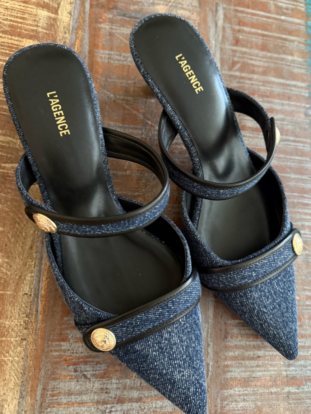 L'AGENCE Gilliane Denim Mule - Picture 5 of 11